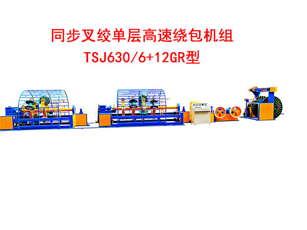 同步叉絞單層高速繞包機組TSJ630/6+12GR型